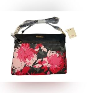 Trina Turk Floral Crossbody Bag Black Pink Red NWT